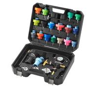 VEVOR 28 PCS Kit de Probador Universal de Presión de Refrigerante y Reemplazo de Radiador Adaptadores de Bomba Manual Tapas Caja de Herramientas de Prueba Codificada por Colores para Motos y Camiones