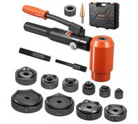 VEVOR Kit de Punzón Pelador de 15 T, Juego de Punzones de 12,7 a 101,6 mm, Herramienta para Hacer Agujeros, con 10 Matrices para Armarios Eléctricos Metálicos y Armarios de Distribución, Negro