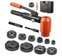 VEVOR Kit de Punzón Pelador de 15 T, Juego de Punzones de 12,7 a 101,6 mm, Herramienta para Hacer Agujeros, con 10 Matrices para Armarios Eléctricos Metálicos y Armarios de Distribución, Negro