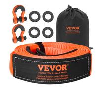 VEVOR Kit de Recuperación de Correas de Remolque, 76,2 mm x 6,1 m Capacidad de 16329 kg Correa de Cabrestante con Fundas Protectoras y Bolsa de Almacenamiento, Grilletes de Anilla en D para SUV, ATV
