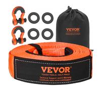 VEVOR Kit de Recuperación de Correas de Remolque, 76,2 mm x 9,1 m Capacidad de 16329 kg Correa de Cabrestante con Fundas Protectoras y Bolsa de Almacenamiento, Grilletes de Anilla en D para SUV, ATV