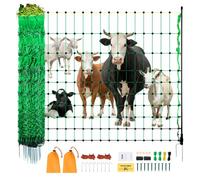VEVOR Kit de red para cerca eléctrica cerca de red de PE de 0,88 x 49,98 m con postes de estaca de doble púa malla utilitaria portátil para cabras, ovejas, corderos, ciervos, cerdos, perros, granjas