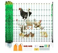 VEVOR Kit de red para cerca eléctrica, cerca de red de PE de 1,21 x 30,48 m con postes y estacas de doble púa, malla utilitaria portátil para pollos, patos, gansos, conejos, en patios, granjas