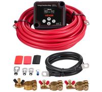 VEVOR Kit de Relé Aislador de Batería Dual, Relé Sensible al Voltaje VSR de 12 V y 140 A con Voltímetro, Pantalla LCD, Compatible con Baterías de Plomo-Ácido, para UTV y ATV, 80 x 70 x 60 mm