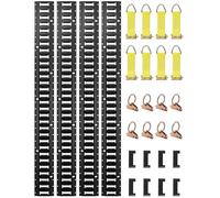 VEVOR Kit de riel de Amarre E Track, 30 Piezas de 5 pies E-Tracks Incluye 4 rieles de Acero y 2 Ranuras Individuales y 8 Juntas tóricas y 8 amarres con Anillo en D y 8 Tapas Finales