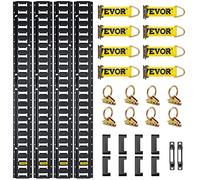 VEVOR Kit de riel de Amarre E Track, 30 Piezas de 5 pies E-Tracks Incluye 4 rieles de Acero y 2 Ranuras Individuales y 8 Juntas tóricas y 8 amarres con Anillo en D y 8 Tapas Finales