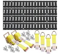 VEVOR Kit de Riel de Amarre Universal E-Track de 1,52m - Juego de 18 Piezas Horizontales de Pista E - Acero Versátil Negro para Carga en Camionetas y Remolques