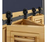 VEVOR Kit de Rieles para Puertas Corredizas Plegables de Granero con Montaje Superior, Deslizamiento Suave, Fácil de Instalar, para Cuatro Puertas de Armario, Despensa, 1524 x 40 x 6 mm, Negro