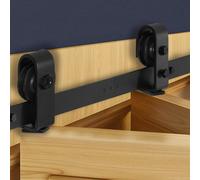 VEVOR Kit de Rieles para Puertas Corredizas Plegables de Granero, con Montaje Superior, Suave y Silencioso, Resistente, para Dos Puertas de Armario, Despensa y Lavandería, 1016 x 40 x 6 mm, Negro