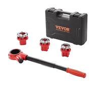 VEVOR Kit de Roscado de Tuberías con Trinquete 1/2", 3/4", 1" NPT Juego de Matrices de Fontanero Portátil 3 Matrices NPT Estuche de Almacenamiento para Tubos de Aluminio Galvanizado Hierro Cobre