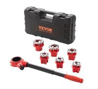 VEVOR Kit de Roscado de Tubos con Trinquete 1/4" NPT ~ 1-1/4" NPT Juego de Troqueles de Fontanero Manual Portátil 6 Troqueles NPT Estuche de Almacenamiento para Plomería Tubos de Aluminio Hierro Cobre