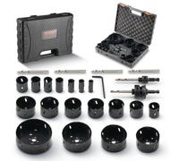 VEVOR Kit de Sierra de Agujero, 18 Hojas de Sierra, 6 Brocas, 1 Llave Hexagonal, Juego de Sierra Perforadora Bimetálica M42 con Caja de Transporte para Tableros de Madera, Planchas de Hierro Plástico