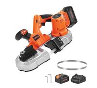 VEVOR Kit de Sierra de Cinta Portátil Inalámbrica, Corte Profundo de 6,5 cm con 360 W Motor sin Escobillas y Batería de 4 Ah, Velocidad Variable de 0 a 192 m/min, para Cortar Metal y Madera