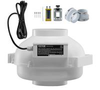 VEVOR Kit de Instalación de Ventilador de Mitigación de Radón Silencioso de 380 CFM con 2 Acopladores, Indicador de Presión, Ventilador de Conducto en Línea Impermeable, 355 x 335 x 235 mm, Blanco