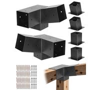 VEVOR Kit de Soportes Inclinados para Pérgola de 3 Vías 10 x 10 cm para Vigas de Madera 92 x 92 mm en Tamaño Real, con 2 Bases para Postes y 2 Bases de Montaje en Pared, para Pérgolas, Cenadores