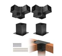 VEVOR Kit de Soportes para Pérgola, 10 x 10 cm, de Esquina Resistentes de 4 Vías, para Postes de Carpintería, Fácil Instalación, Vigas de Madera para Cenadores, Pérgolas Patio y Cabañas Madera