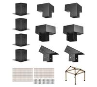 VEVOR Kit de Soportes para Pérgola de 10 x 10 cm para Techo Puntiagudo de Madera de 92 x 92 mm en Tamaño Real, de 3 o 4 Vías con Bases para Postes y Pérgolas y Cobertizos de Exterior, 14 Piezas