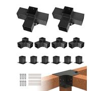 VEVOR Kit de Soportes para Pérgola de 10 x 10 cm para Vigas de Madera de 92 x 92 mm en Dimensiones Reales, de 3 Vías 4 uds y 4 Vías 2 uds con Bases de 6 Postes, para Pérgolas, Cenadores, Negro