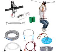 VEVOR Tirolesa para Niños y Adultos Kit Completo de Tirolesa de 30,5m Carga de 227 kg Fácil Configuración con Cinturón de Freno de Resorte y Arnés de Seguridad para Jardín, Patio Trasero al Aire Libre