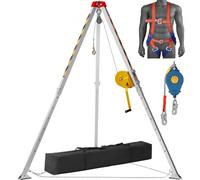 VEVOR Kit de trípode para espacios confinados, trípode de rescate de 1816,4 kg, patas de 1,34 a 2,15 m, cable de 30 m, protección contra caídas, arnés, bolsa de almacenamiento