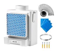 VEVOR Kit de Ventilación 3 en 1 para Secadora de Interior, con Cajón de Agua, a Puerto de Escape 99 mm, con Recordatorio Inteligente de Sobrecalentamiento y 4 Almohadillas Purificadoras, Blanco