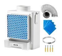 VEVOR Kit de Ventilación 3 en 1 para Secadora de Interior, con Cajón de Agua, a Puerto de Escape 99 mm, con Recordatorio Inteligente de Sobrecalentamiento y 4 Almohadillas Purificadoras, Blanco