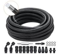 VEVOR Kit Manguera Combustible 6AN Manguera Combustible 12 mm Longitud 7,62 m Trenzada en PTFE y Acero Inoxidable Tubería Combustible Diesel con 15 Adaptadores Racores Giratorios para Motor Coches