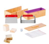 VEVOR Kit para Hacer Jabón, Caja de Corte de Bambú y Caja Interior con Molde de Silicona, Cortador Recto de Acero Inoxidable y Cortador Ondulado, Suministros para Hacer Jabón Queso Vela Bricolaje