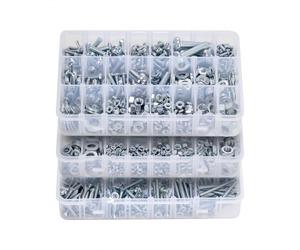 VEVOR Kit Surtido de 2250 Tornillos y Tuercas para Máquina Métricos e Imperiales y Arandelas Planas, Acero Aleación M3/M4/M5/M6/M8, Varios Tamaños, para Ensamblaje de Equipos y Vehículos, Blanco