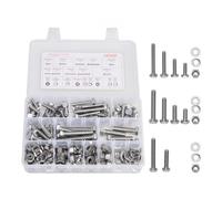 VEVOR Kit Surtido de 246 Tornillos y Tuercas, Tornillos Imperiales y Arandelas Planas, Acero Inoxidable 1/4-20, 5/16-18, 3/8-16, para Muebles, Equipos y Vehículos, con Estuche, 200 x 140 x 39 mm