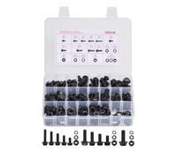 VEVOR Kit Surtido de 280 Tornillos y Tuercas para Máquina y Arandelas Planas, Acero de Aleación M6/M8/M10, Varios Tamaños, para Montaje de Muebles y Equipos, Grado 10,9, Color Negro, con Estuche