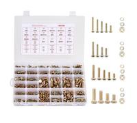 VEVOR Kit Surtido de 906 Tornillos y Tuercas para Máquina y Arandelas Planas, Acero Aleación M4/M5/M6/M8, Varios Tamaños, para Ensamblaje de Equipos, Grado 8,8, Galvanizado Oro, 275 x 185 x 45 mm