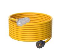 VEVOR LA530PA/LA052E Extensión de 30 amperios de 25 pies, 125 V 3750 W Cable de alimentación Resistente para Exteriores, L5-30P / Tres NEMA 5-15R STJW Cable de alimentación Flexible con Conectores de