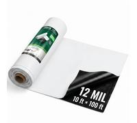 VEVOR Lámina de Plástico de Polietileno 3,05 x 30,48 m Grosor de 0,3 mm, Rollo de Malla Antihierbas para Jardín, Barrera de Vapor, Cubierta de Invernadero, Protección para Construcción, Blanco y Negro