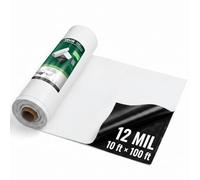 VEVOR Lámina de Plástico de Polietileno 3,05 x 30,48 m Grosor de 0,3 mm | Rollo de Malla Antihierbas para Jardín, Barrera de Vapor, Cubierta de Invernadero, Protección para Construcción, Blanco Negro