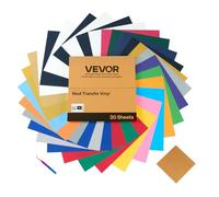 VEVOR Láminas de Vinilo Termoadhesivas, 30 Unidades 304,8 x 304,8 mm, Fácil de Cortar y Despegar con Accesorios, Compatible con Máquinas de Corte, para Diversos Materiales y Camisetas, Multicolor