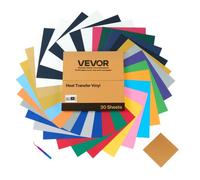 VEVOR Láminas de Vinilo Termoadhesivas, 30 Unidades 304,8 x 304,8 mm, Fácil de Cortar y Despegar con Accesorios, Compatible con Máquinas de Corte, para Diversos Materiales y Camisetas, Multicolor