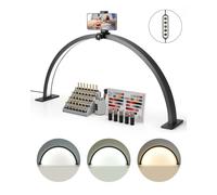 VEVOR Lámpara Arqueada de Escritorio para Uñas, 30 W Lámpara LED en Forma de Media Luna con Soporte para Teléfono, Brillo y Temperatura de Color Ajustables, para Belleza, Extensiones de Pestañas