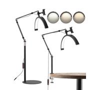 VEVOR Lámpara de Media Luna para Esteticista, Lámpara LED 2 en 1 para Escritorio y Piso con Soporte para Teléfono, Control Remoto, para Belleza, Cuidado de la Piel, Extensiones de Pestañas, Cejas