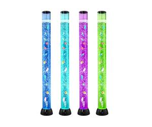 VEVOR Lámpara Sensorial de Burbujas, Tubo de Burbujas de 1,2 m Lámpara Sensorial para Acuario con 10 Peces Flotantes, 16 Efectos de Color y Control Remoto para Sala de Estar, Decoración del Hogar
