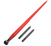 VEVOR Lanza para heno 125cm Carga de 1360kg punta para pacas de conexión rápida Diámetro de 4,5 cm horquillas para pacas con revestimiento rojo, punta para pacas con 2 conos y 2 lanzas estabilizadoras