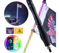 VEVOR Látigo de luz LED de 36 pulgadas con base de resorte, aplicación y control remoto RF, impermeable 360° espiral RGB con 2 banderas, iluminación para UTV, ATV, motocicletas, RZR, camiones