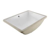 VEVOR Lavabo Bajo Encimera de Cerámica Rectangular, con Rebosadero, Fregadero de Cocina Moderno Bajo Encimera para Espacios Pequeños, Orificio de Desbordamiento, Color Blanco, 515 x 385 x 190 mm