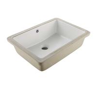 VEVOR Lavabo Bajo Encimera de Cerámica Rectangular, para Cocina, con Rebosadero, Resiste el Amarilleo y Conserva su Aspecto Radiante y Limpio, para Espacios Pequeños, Blanco, 470 x 335 x 170 mm