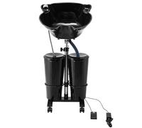 VEVOR Lavabo Portátil para Champú con Bomba Eléctrica, 2 Baldes, 2 Cabezales de Ducha, Manguera de Drenaje, Lavabo para Champú Portátil Ajustable en Altura y Ángulo para Uso en Salón Doméstico, Negro