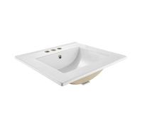 VEVOR Lavabo Semiencastrado Rectangular, 510 x 465 x 170 mm, Sobre Encimera con Rebosadero y 3 Orificios para Grifo, Moderno Lavabo Empotrado para Espacios Pequeños, Cocina y Baño, Color Blanco