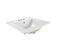 VEVOR Lavabo Semiencastrado Rectangular, 510 x 465 x 170 mm, Sobre Encimera con Rebosadero y 3 Orificios para Grifo, Moderno Lavabo Empotrado para Espacios Pequeños, Cocina y Baño, Color Blanco