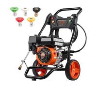 VEVOR Lavadora de Alta Presión a Gas Vertical 3400 PSI 2,6 GPM Limpiador de Alta Presión 10 L/min con Bomba de Aluminio, Pistola Rociadora, Varilla de Extensión, 5 Boquillas para Casas, Vehículos
