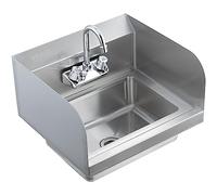 VEVOR Lavamanos con grifo y lavabo lateral de pared o lavabo empotrado 432 x 381 x 330 mm Fregadero de acero inoxidable sin fugas para restaurante, baño, cocina, bar, garaje