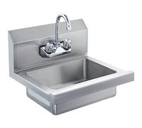 VEVOR Lavamanos con grifo y protector contra salpicaduras Fregadero de pared o empotrado 432x381x330mm Fregadero de acero inoxidable sin fugas Lavabo empotrado para restaurante Baño Inodoro Cocina Bar